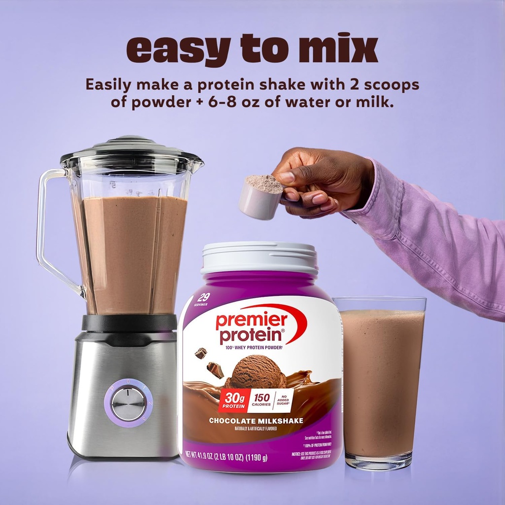 Premier Protein Powder, Chocolate Milkshake, 30g Protein, 1g Sugar, No Soy, Gluten Free, 41.9oz (29 Servings) 6