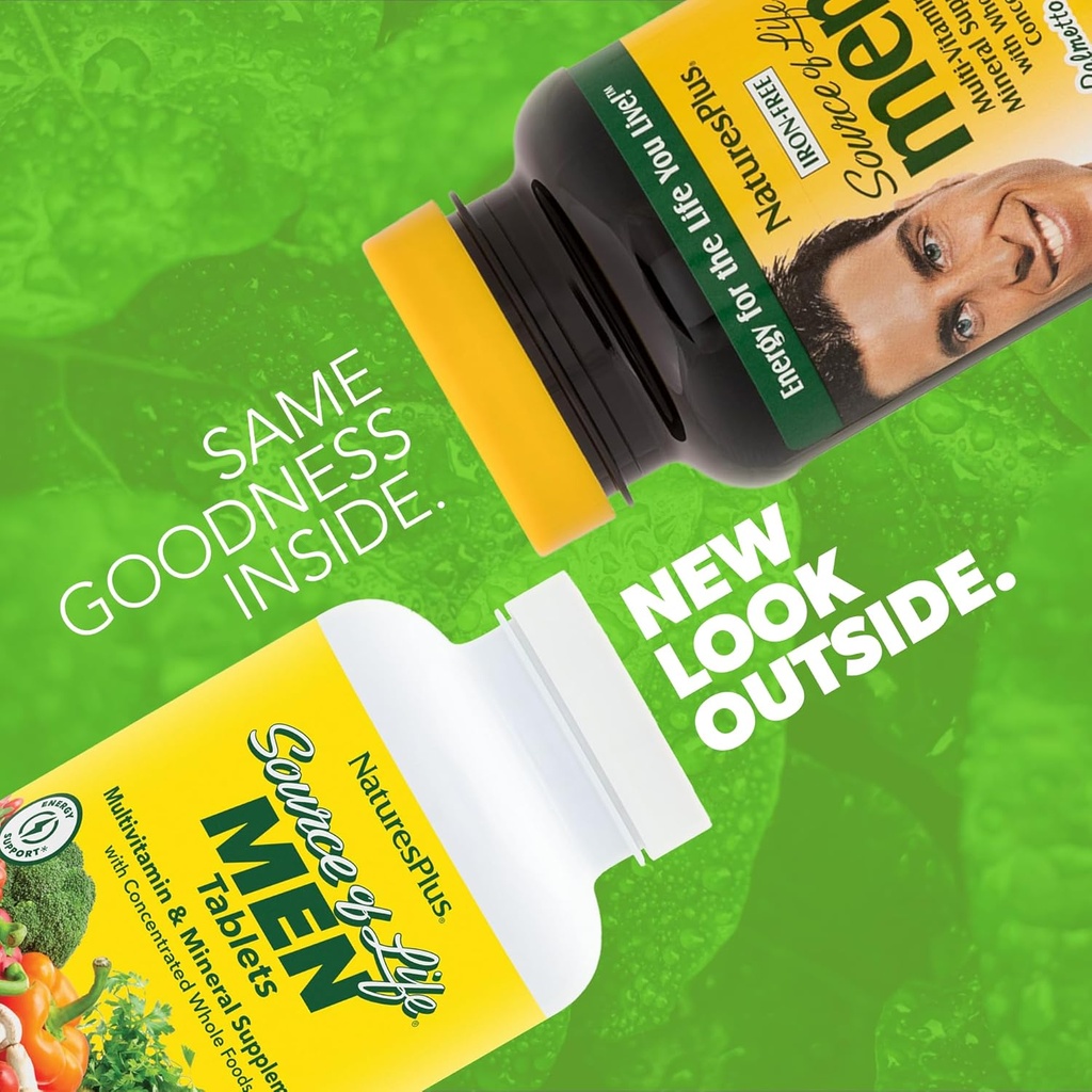 NaturesPlus Source of Life Men - 120 Tablets, Pack of 2 - Iron-Free Multi-Vitamin & Mineral Supplement - with Saw Palmetto, Lycopene & Lutein - Gluten Free, Vegetarian - 120 Total Servings 3