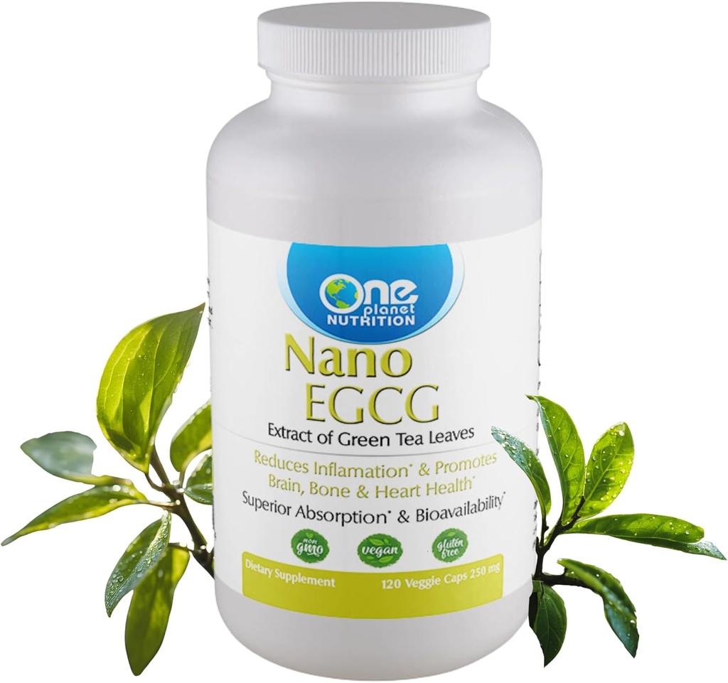 One Planet Nutrition Nano EGCG 250 mg Veggie Capsules (120 Servings), Pure Green Tea Extract, Maximum Antioxidant Absorption for Cellular Protection, Non-GMO, Vegan, Gluten Free 2
