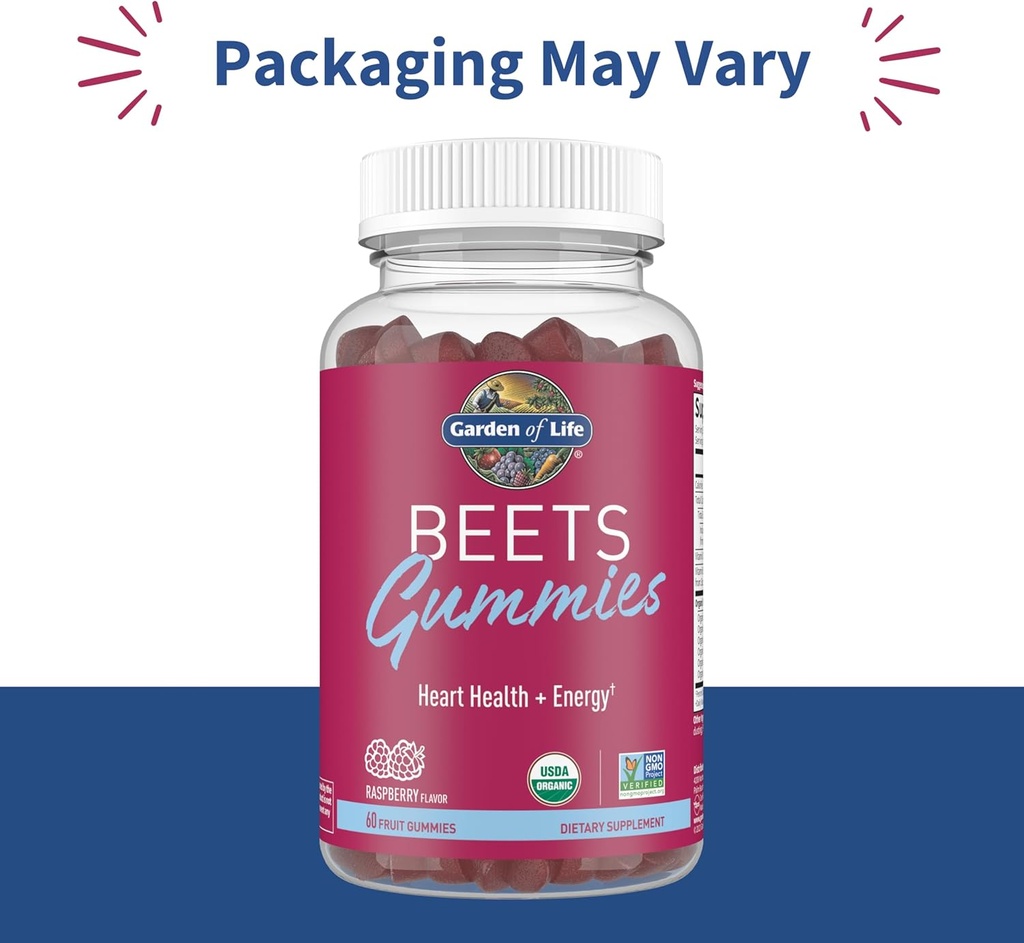 Garden of Life Organic Beet Root Gummies Made from Pectin with Antioxidants, Vitamin C, Vitamin D & B12 for Heart Health & Energy – Beets Gummies – Vegan, Gluten Free, Non GMO, Raspberry, 30 Servings 3
