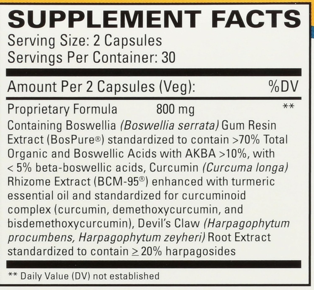 Terry Naturally Arthocin - Boswellia Serrata Capsules with Devil's Claw & Curcumin - Supplement to Support Joint & Spine Health - Herbal Supplement Aids Comfort & Absorption - 60 Capsules 4