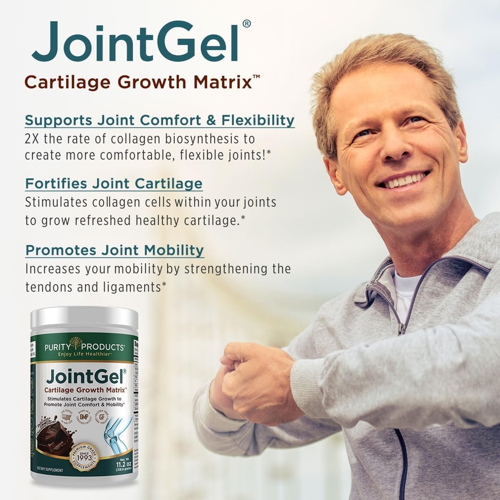 Purity Products JointGel Formula - Collagen Peptides + MSM - Supports Joint Function + Flexibility While Fortifying Joint Cartilage - Dual Action - Daily Powder - 30 Servings (30 Servings, Chocolate) 4