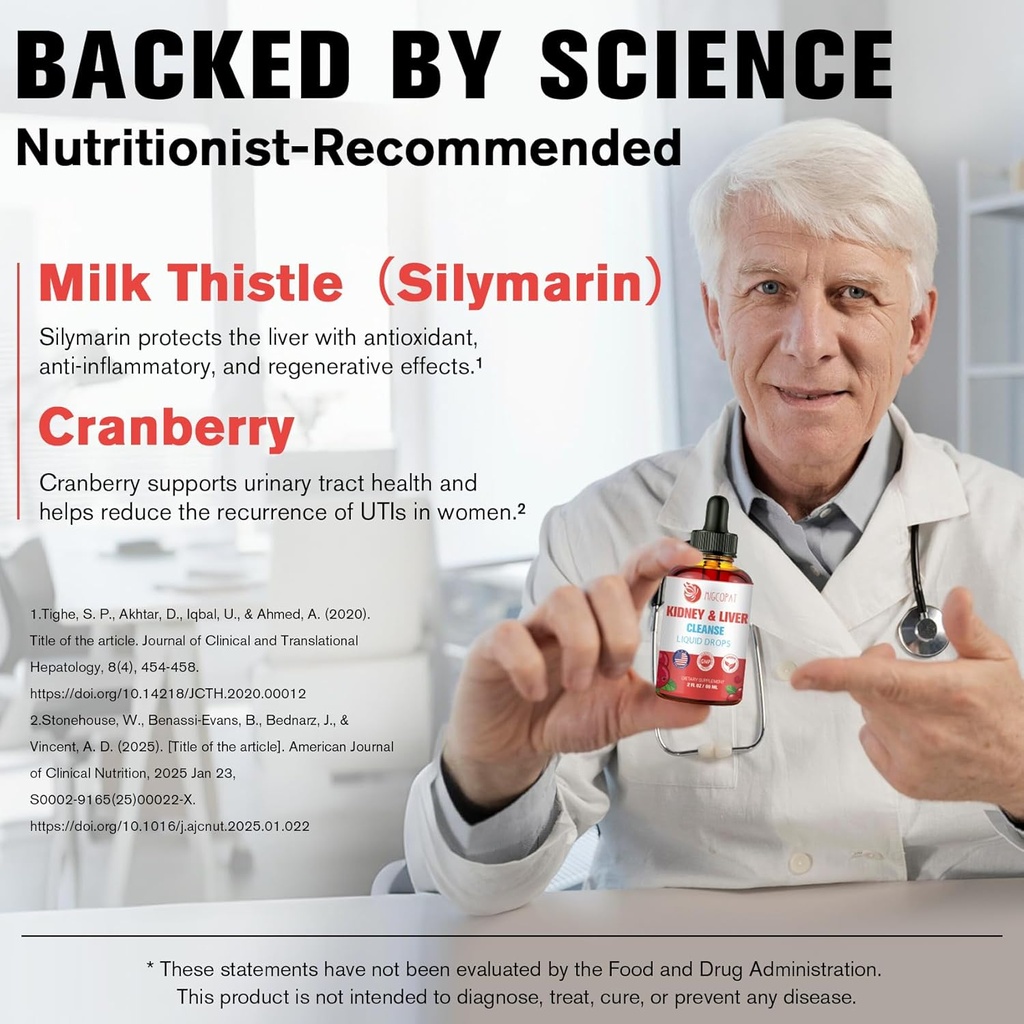 Kidney and Liver Cleanse Detox & Repair Drops, Cranberry and Milk Thistle Supplement with Artichoke, Astragalus, Horsetail – Natural Herbal for Liver, Kidney, Urinary Tract, Bladder, 60ml 5