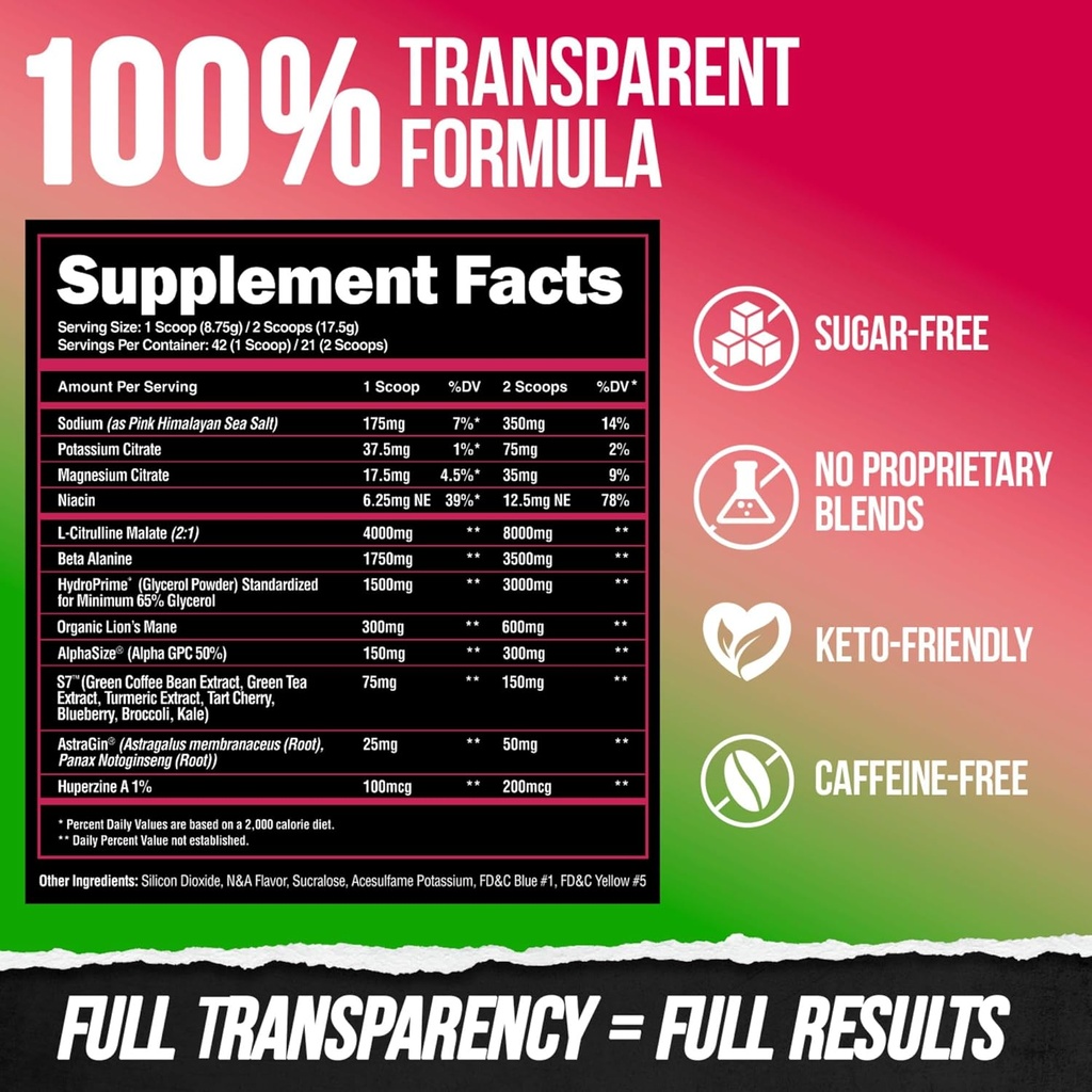 ALPHA LION Superhuman Pump Pre Workout Powder, Caffeine Free & Stim Free Preworkout Supplement, Nitric Oxide Booster, Muscle Gainer, Energy & Focus (42 Servings, Muscle Melon Flavor) 6