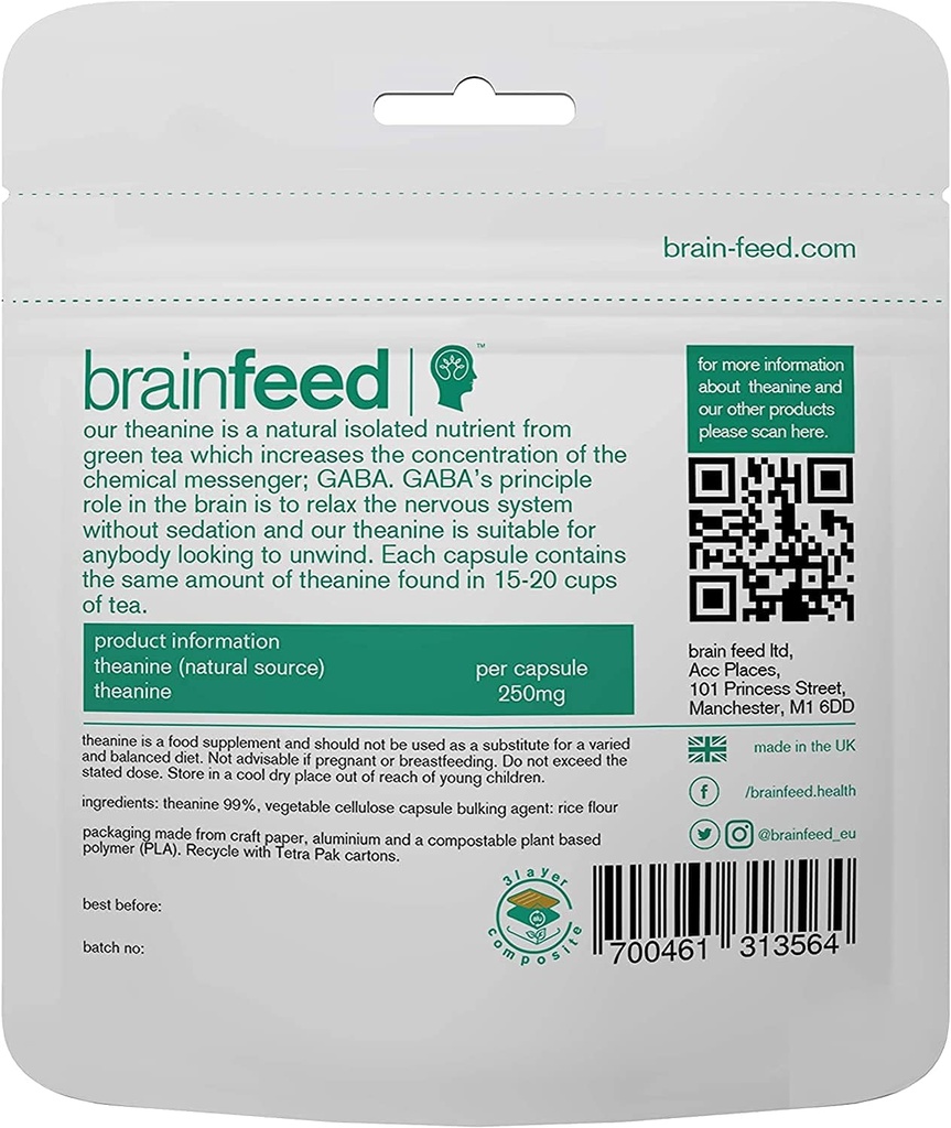Pure L theanine Supplement (60) | 250mg l theanine Capsules – 1 a Day | Stress Relief Supplement & Calm aid | GABA Supplement Support | Lab-Tested | Vegan 6