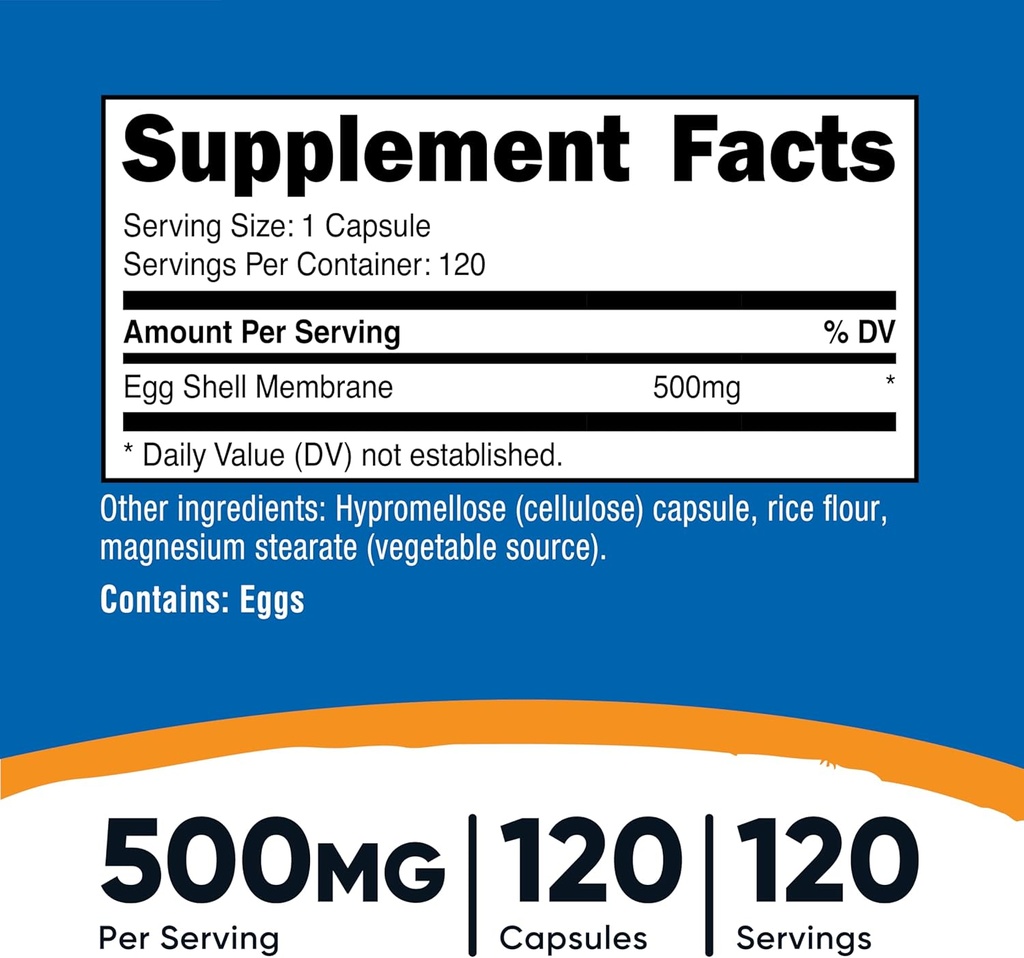 Nutricost Egg Shell Membrane, 500 MG Per Serving, 120 Capsules - GMO Free, Gluten Free 3