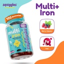 Squiggles Kids Multivitamin + Iron Gummies - Low Sugar Gummy Vitamins with Iron Supplements for Kids - Broad Spectrum of Vitamins and Minerals, Chewy, Yummy Berry Flavor (100 Count) 2