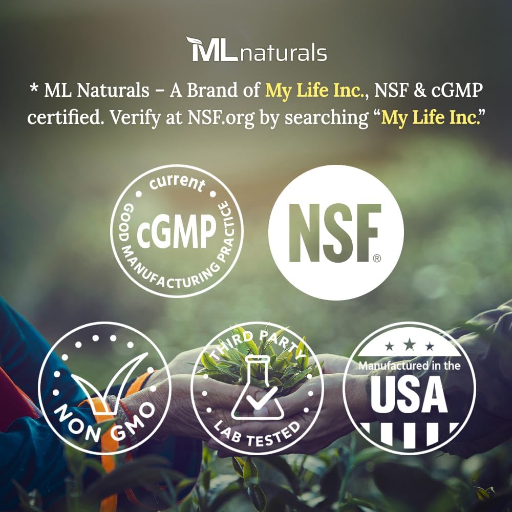 ML Naturals Premium Lutein & Zeaxanthin with Bilberry 60 Vegetable Capsules. Lutein 40 mg, Zeaxanthin 5 mg, and Bilberry 100 mg. Premium Quality. Healthy Eyes & Vision, NSF-Certified & cGMP-Compliant 3