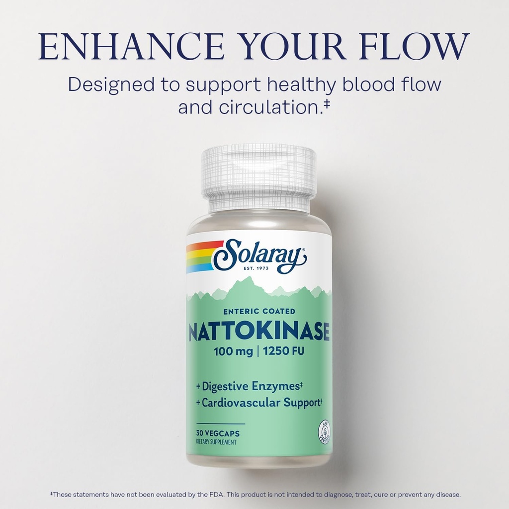 SOLARAY Nattokinase Supplement - Nattokinase 100mg, 1,250 FU - Traditional Health Support Supplement - Lab Verified, 60-Day Guarantee - 30 Servings, 30 VegCaps 4