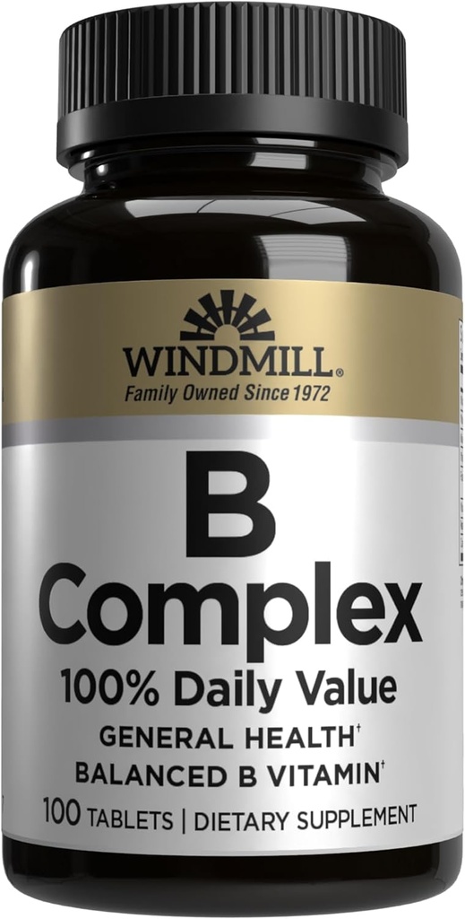 Windmill Natural Vitamins B Complex (100% Daily Value), Boost Energy Production and Promote Metabolism, 100 Tablets, 100 Servings 2