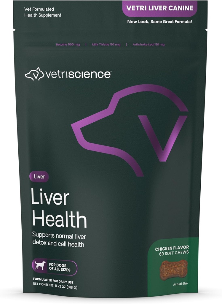 VetriScience Liver Health Chews with Milk Thistle, Vetri Liver Detox Supplement for Dogs, Turmeric and Artichoke Leaf for Liver Support and Detoxification, Chicken, 60 Count 2