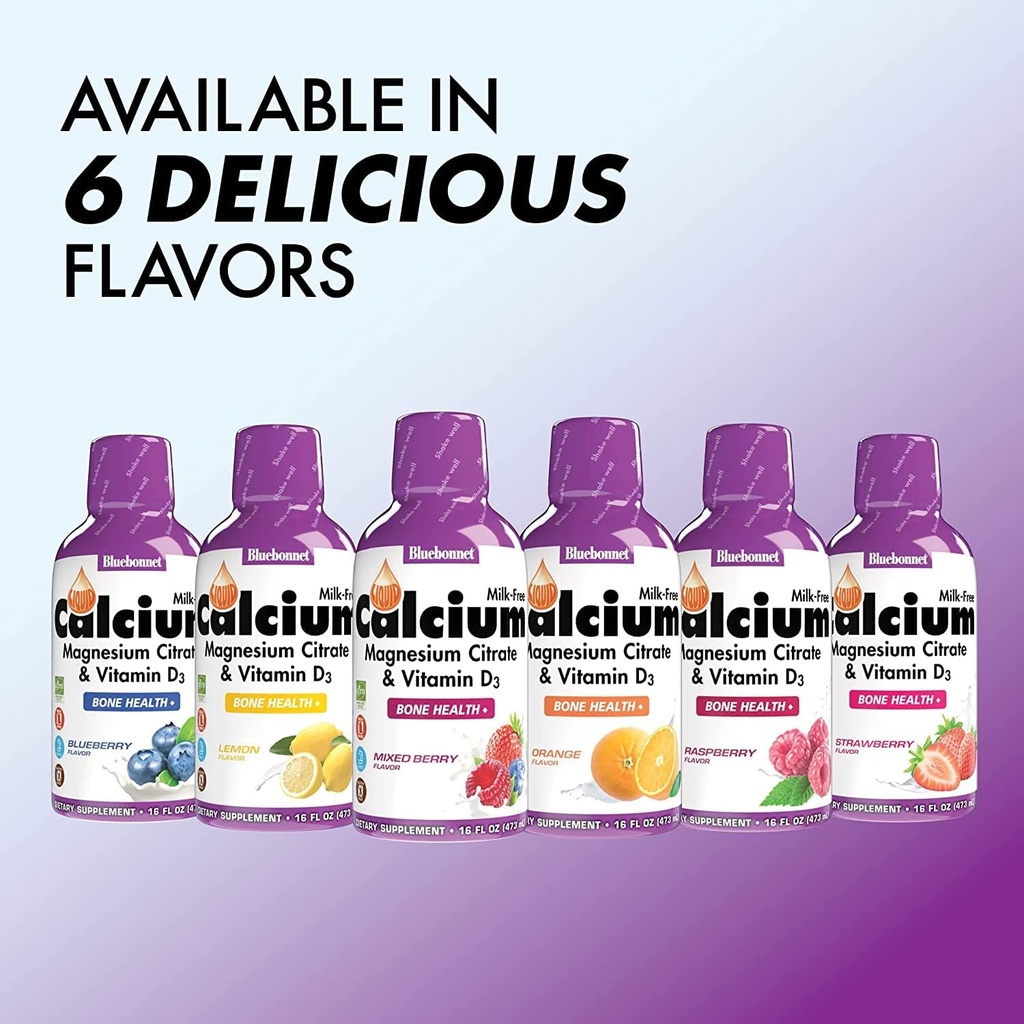 Bluebonnet Nutrition Liquid Calcium Citrate Magnesium Citrate, Vitamin D3 - Bundle of Blueberry, Strawberry and Mix Berry Flavor, 3 Bottle of 16 Fl Oz Each (48 Fl Oz Total) 6