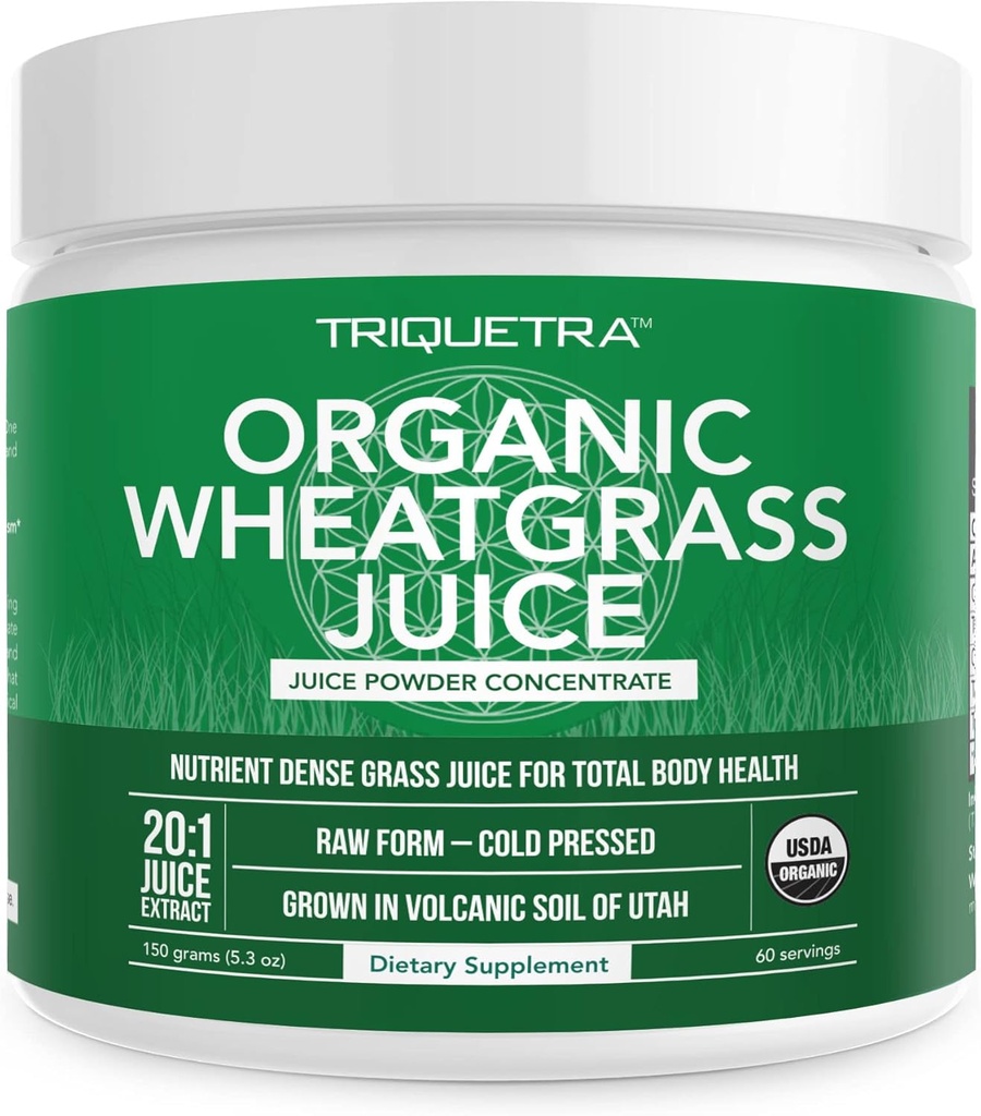 Organic Wheatgrass Juice Powder - Organic, Grown in Volcanic Soil of Utah - Raw BioActive Form, Cold-Pressed Then CO2 Dried, 20:1 Concentrate Juice Extract - Unflavored (5.3 oz – 60 Servings) 2