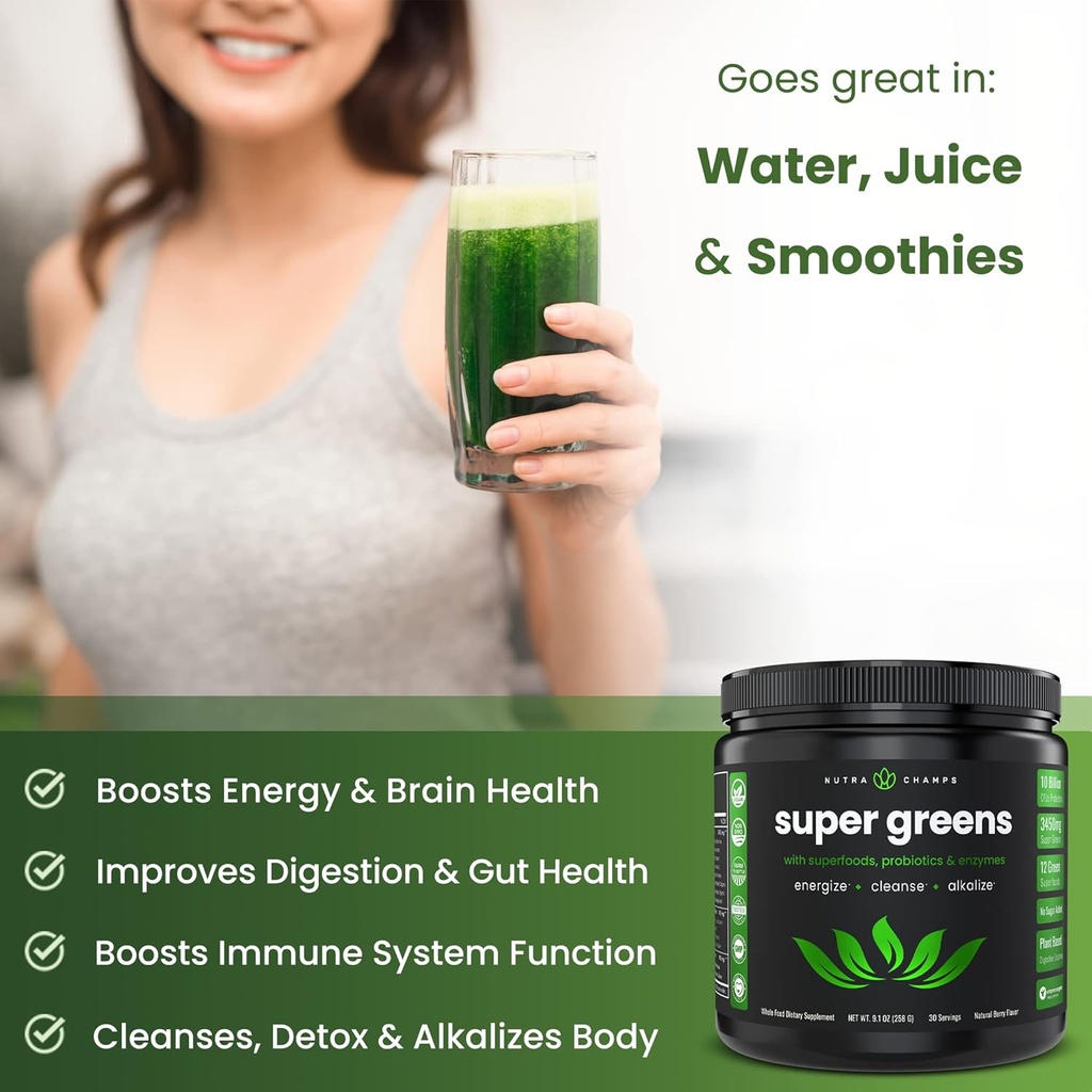 NutraChamps Super Greens & Super Mushrooms: Ultimate Brain, Gut & Body Boost 5