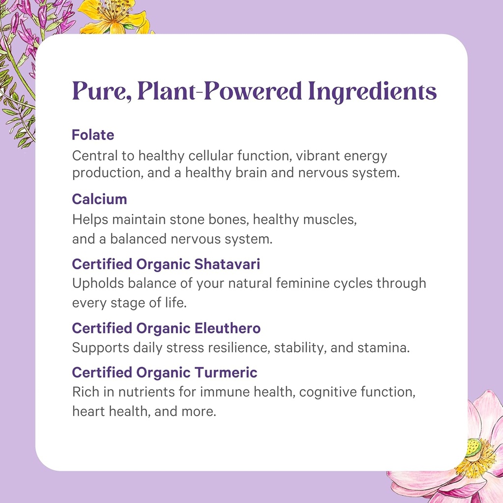 PURE SYNERGY Vita·Min·Herb for Women | Women’s Comprehensive Multivitamin Supplement | Made with Organic Whole Food Non-GMO & Vegan Ingredients | Supports Energy & Immune Health (120 Tablets) 6