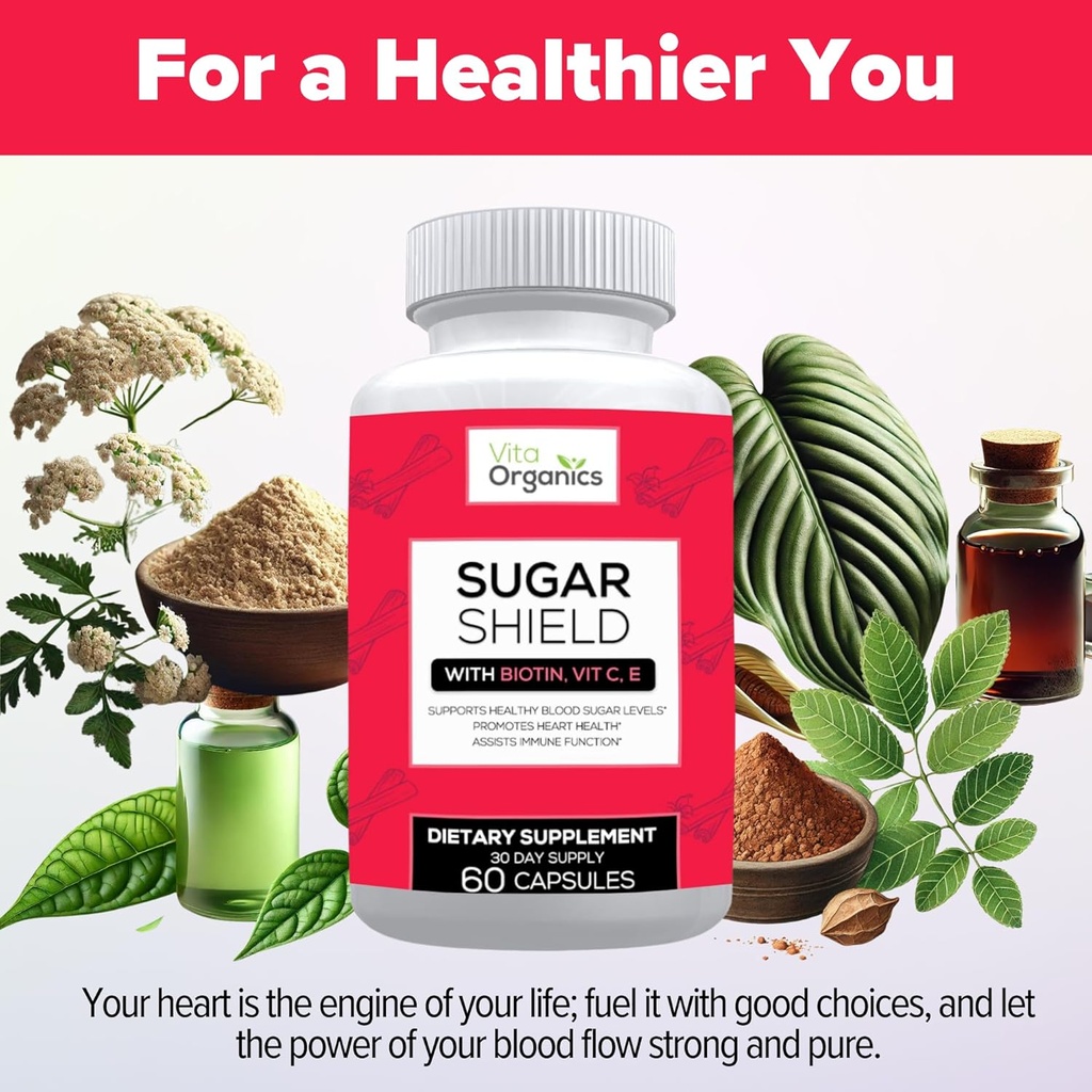 Sugar Shield - Advanced Sugar Support Supplement - Biotin, Magnesium Oxide, Chromium - 60 Veggie Capsules - 30 Days 6