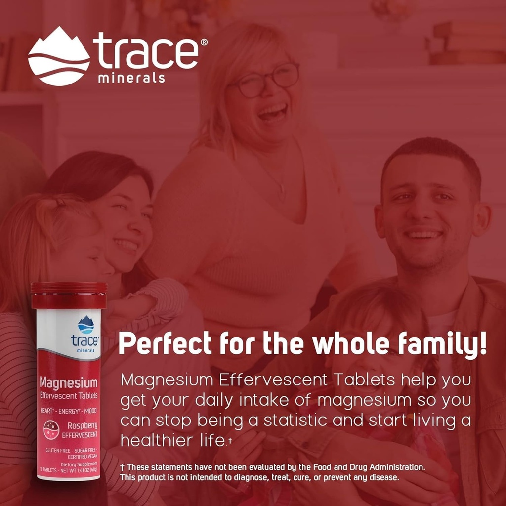 Trace Minerals Magnesium Effervescent - Healthy Heart & Energy Support Supplement - Natural Magnesium Supplement to Aid Healthy Sleep - Gluten-Free Health Supplement - Raspberry, 8 Tubes (80 Servings) 5