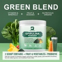 Organic Spirulina Powder, Super Green Powder Juice & Smoothie Mix with Spirulina, Chlorella, Wheat Grass, Digestive Enzymes & Probiotics for Immune Support, Digestion Health -Vegan 4