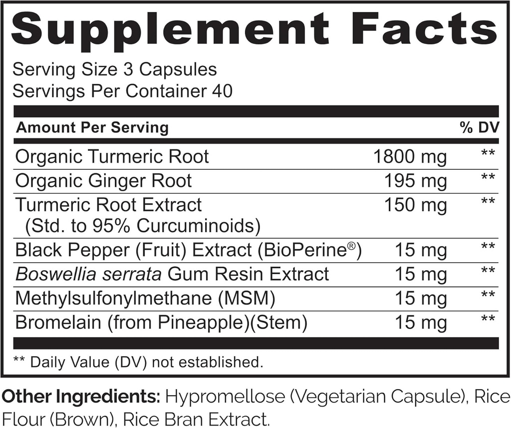 NATURELO Turmeric Curcumin - BioPerine for Better Absorption - Black Pepper, Ginger Root, Curcuminoids - Plant-Based Joint Discomfort Support - 120 Vegan Capsules (Pack of 2) 4