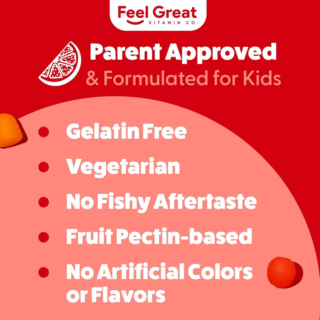 Feel Great Vitamin Co. Complete DHA Gummies for Kids | with Omega 3 6 9 + DHA, Vitamin C | Supports Healthy Brain Function, Vision & Heart Health | Gluten Free, Vegetarian | 60 Gummies 5
