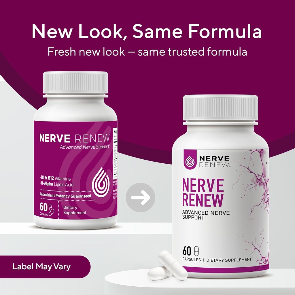 NERVE RENEW Advanced Nerve Support - 300mg Stabilized R-Alpha Lipoic Acid, Vitamin B Complex, Benfotiamine, Herbs for Fast-Acting Support 5