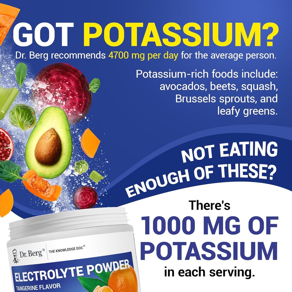 Dr. Berg Zero Sugar Hydration Keto Electrolyte Powder - Enhanced w/ 1000 mg of Potassium & Real Pink Himalayan Salt (NOT Table Salt) - Tangerine Flavor Hydration Drink Mix Supplement - 50 Servings 5