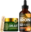 Liquid Iron Supplement with Vitamins B6, B9, B12, C, Folate & MCT Oil (2 Fl Oz, Citrus) + Pure Himalayan Shilajit Resin 600mg for Immune Support & Energy (68g) 2