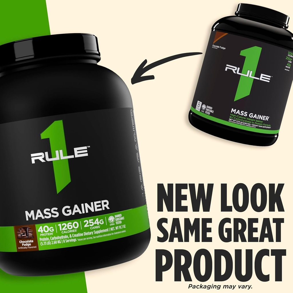 Rule 1 Mass Gainer - High-Calorie Weight Gain Formula with 1,220+ Calories, 250g+ Complex Carb Blend, 40g All-Whey Protein Per Serving (8 Servings, Strawberries & Crème) 5