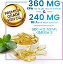 Omega 3 Fish Oil 2400 mg Supplement, Sustainably Sourced, Triple Strength Omega-3 Supplement Softgels, Brain Health Support, EPA & DHA Fish Oil Fatty Acids Supplements, Gluten & GMO Free, 60 Softgels 4