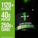 Rule 1 Mass Gainer - High-Calorie Weight Gain Formula with 1,220+ Calories, 250g+ Complex Carb Blend, 40g All-Whey Protein Per Serving (8 Servings, Strawberries & Crème) 6