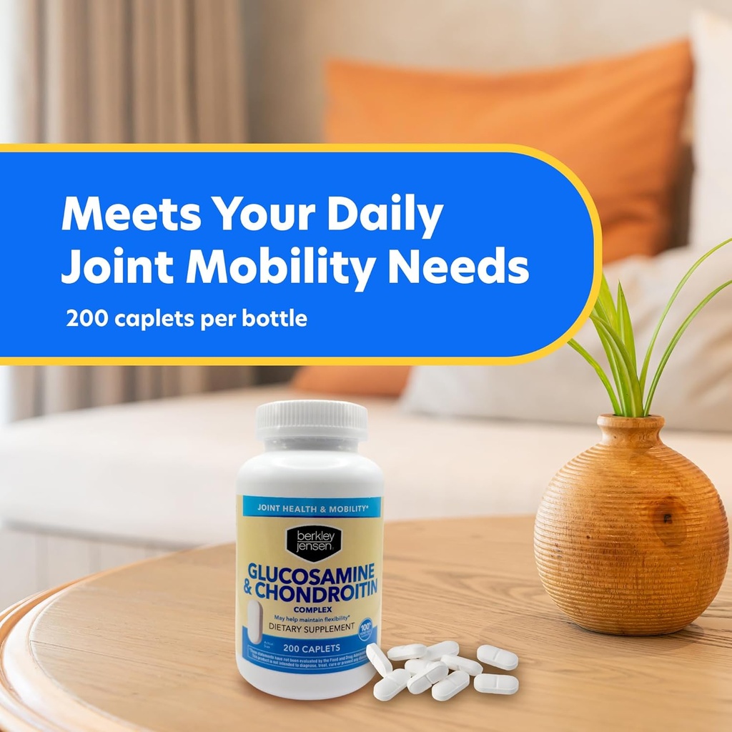 Berkley Jensen Glucosamine Chondroitin MSM Boswellia Complex - Triple Strength Advanced Dietary Supplement for Joints, Ligaments, Tendons, Bones, Connective Tissue Support, 200 Caplets (Pack of 1) 4