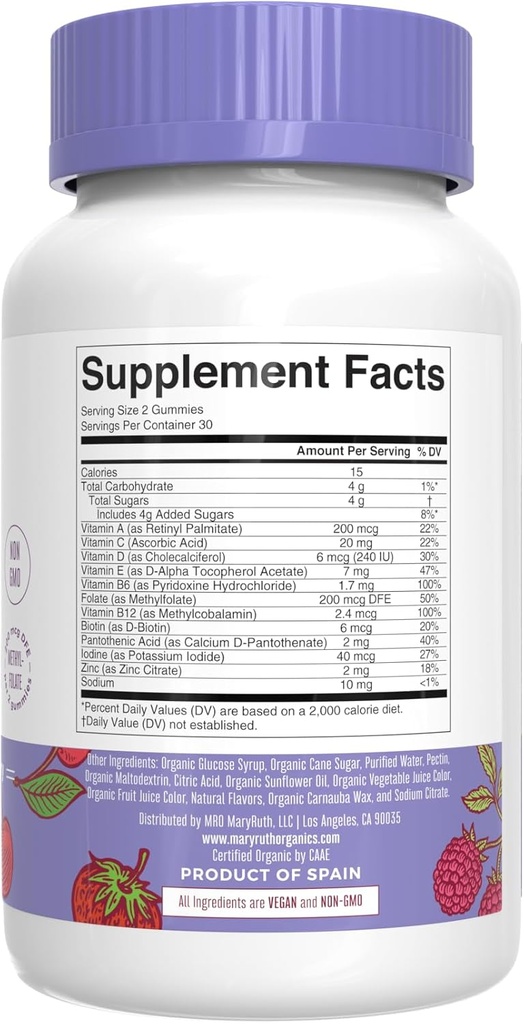 MaryRuth's Gummies for Kids–USDA Organic Multivitamin (Mixed Berry & Cherry), & Magnesium Calm (Hibiscus) | No Gelatin! | Vitamins for Immunity, Gut Health, & Overall Wellness | Vegan, Non-GMO 4