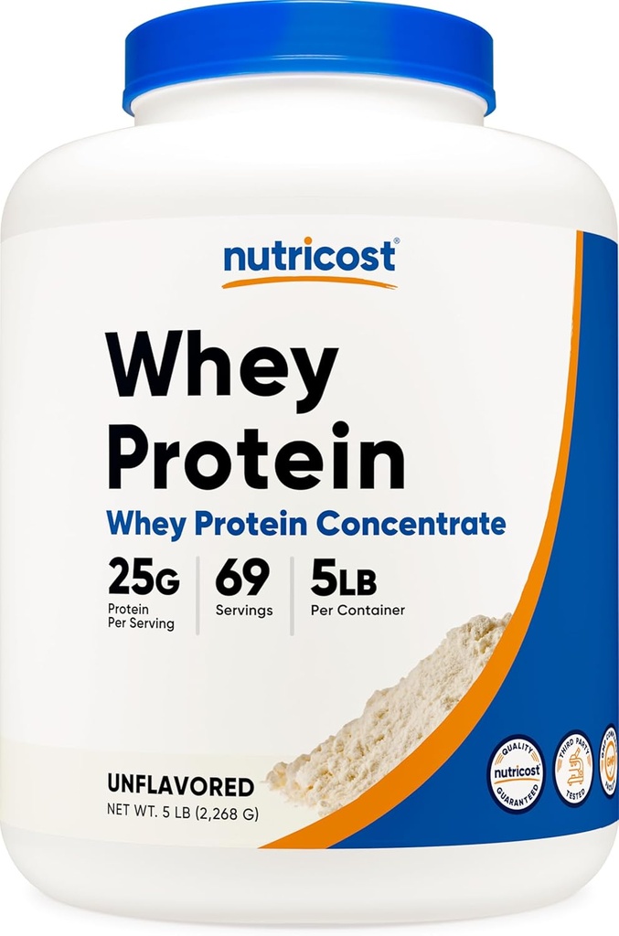Nutricost Whey Protein Powder, Unflavored, 5 pounds - from Whey Protein Concentrate 2