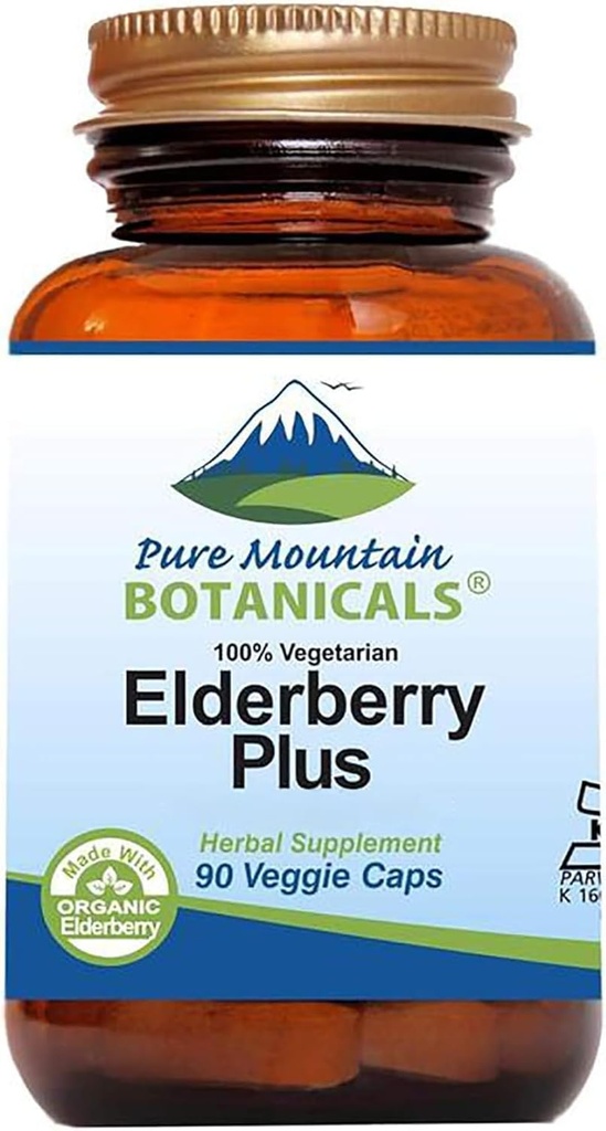 Pure Mountain Botanicals Elderberry Supplement - Vegan Kosher Capsules with 750mg Organic Elderberry and 200mg Elderflower 2