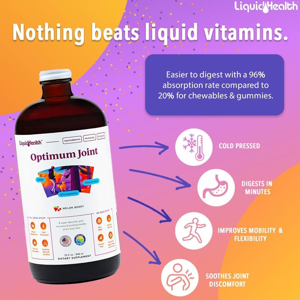LIQUIDHEALTH Optimum Joint Glucosamine Chondroitin Supplement & Daily Multi Mineral Multivitamin Bundle for Men & Women - Sea Trace Minerals, Bone & Joint Health, Immune Support - Made in USA, Non-GMO 3