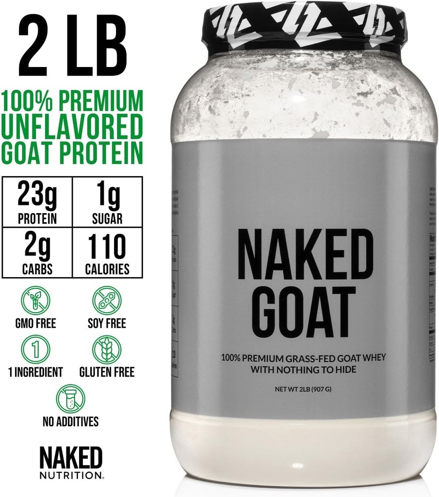 NAKED Goat - Pasture Fed Goat Whey Protein Powder from Small-Herd Wisconsin Dairies, 2Lb Bulk, GMO Free, Soy Free. Easy to Digest - All Natural - 23 Grams of Protein - 30 Servings 4
