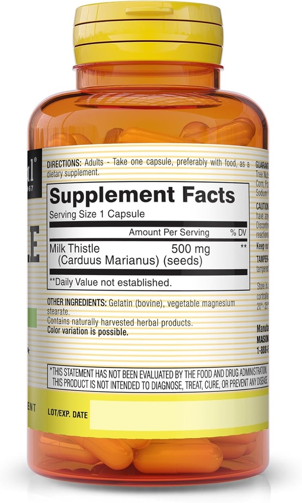 MASON NATURAL Milk Thistle 500 mg - Support Healthy Liver Function, Cleanse and Detox, Herbal Dietary Supplement, 60 Capsules 3