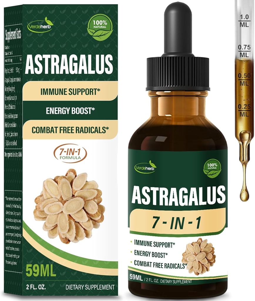 Astragalus Root Extract Herbal Drops for Immune System Support, Immunity Health & Energy Boost Tincture Supplements with Rhodiola Rosea, Echinacea, Elderberry, Reishi, Ginseng. Huang Qi. 2oz 2