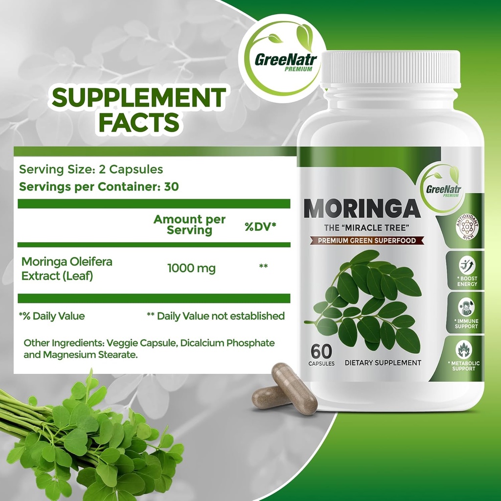 Magnesium Supplement with Glycinate, Citrate, Malate & Oxide Plus Moringa Oleifera with Vitamin C, Omega 3 & Amino Acids - Boosts Energy, Mood, Memory 6