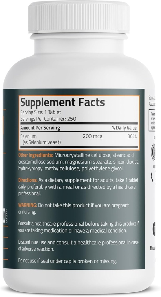 Bronson Selenium 200 mcg Immune & Antioxidant Support Essential Mineral, 250 Vegetarian Tablets 3