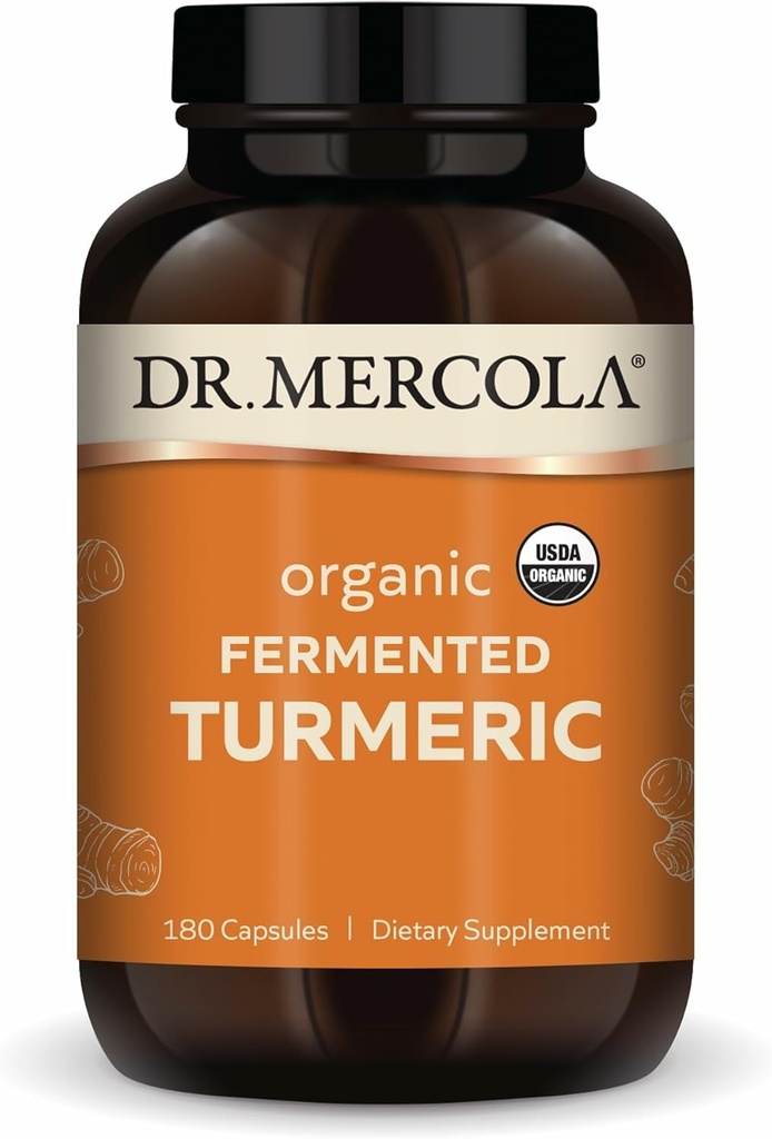 Dr. Mercola Organic Fermented Turmeric - 370 mg Fermented Turmeric - High-Bioavailability Curcuminoids - USDA Organic, Non-GMO, Gluten-Free & Soy-Free - 180 Capsules (90 Servings) 2
