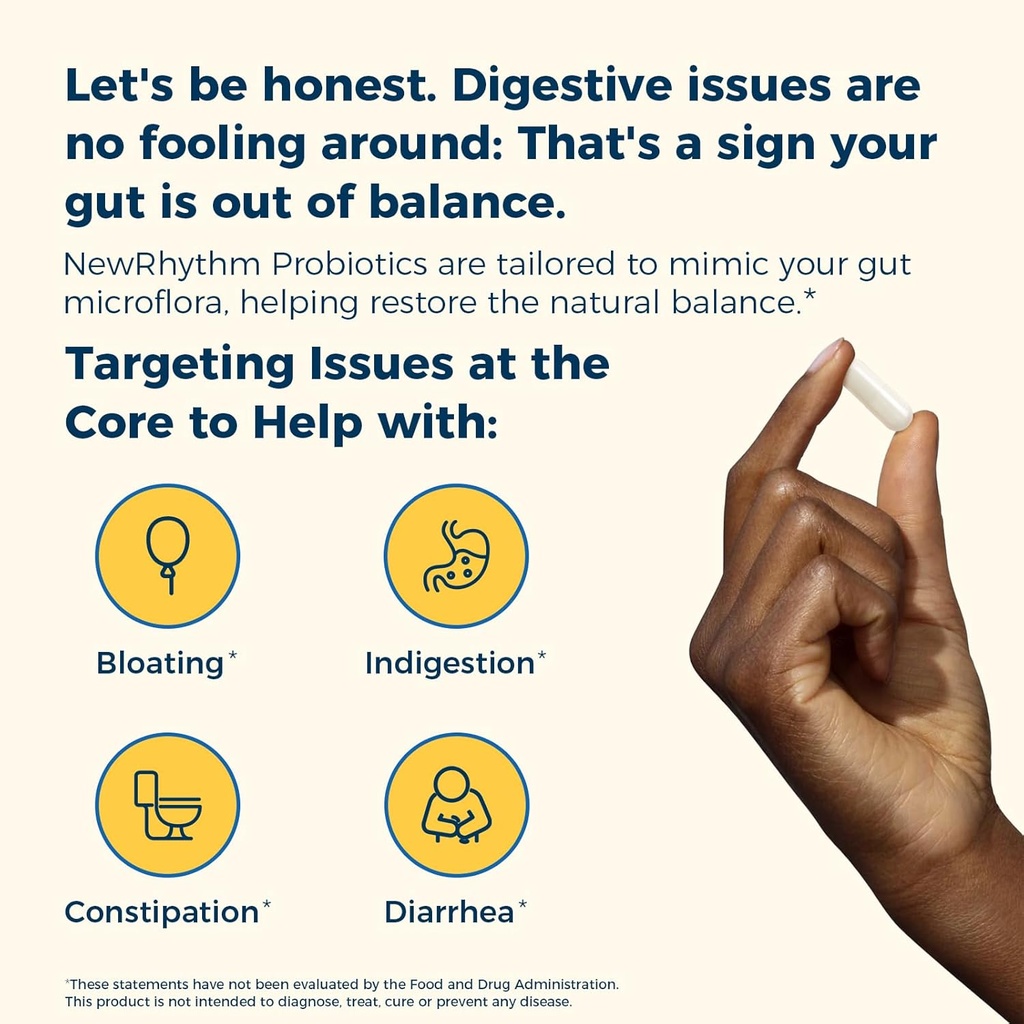 NewRhythm Probiotics 50 Billion CFU 20 Strains, 120 Veggie Capsules, Targeted Release Technology, Stomach Acid Resistant, No Need for Refrigeration, Non-GMO, Gluten Free 4