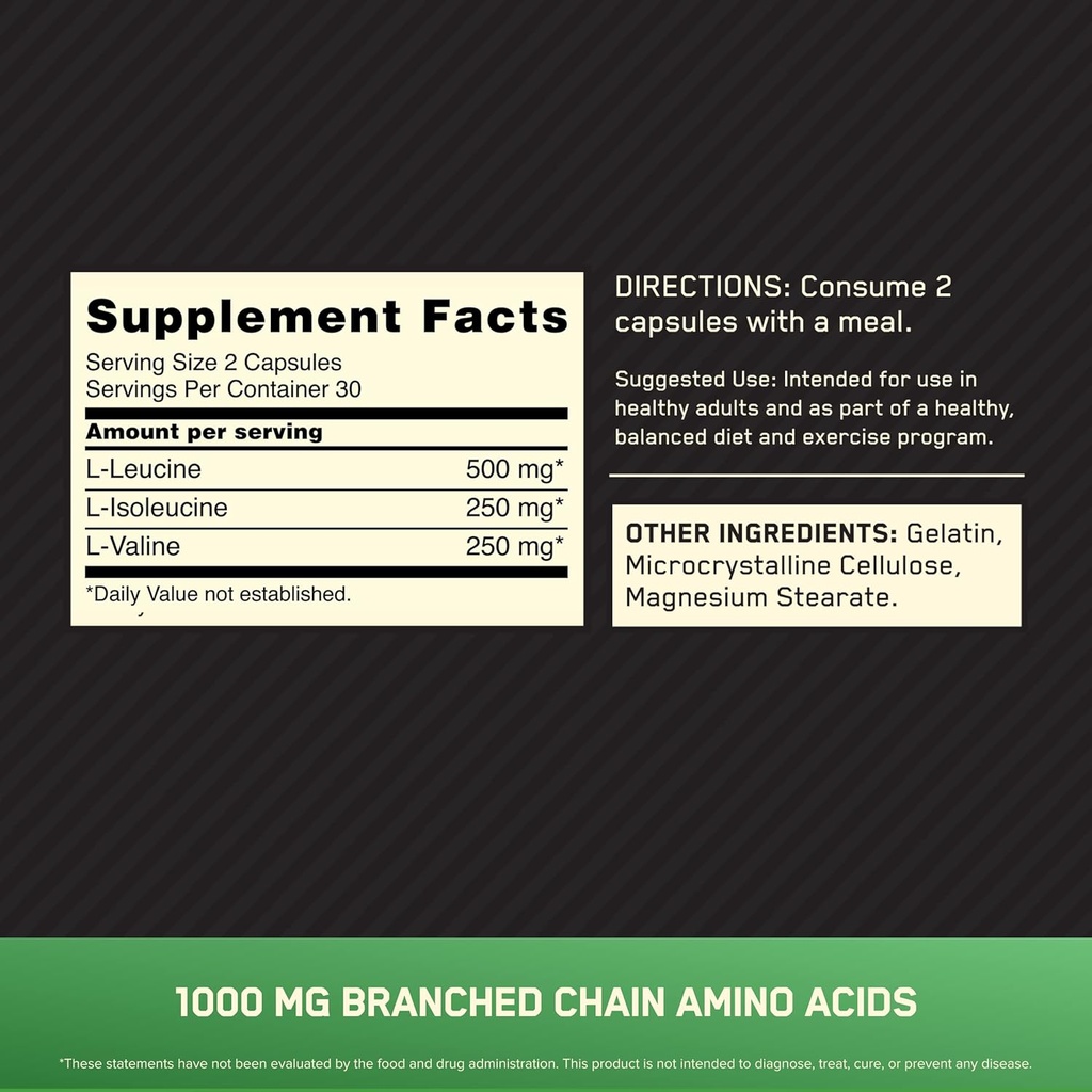 Optimum Nutrition Instantized BCAA Capsules, Keto Friendly Branched Chain Essential Amino Acids, 1000mg, 60 Count 3