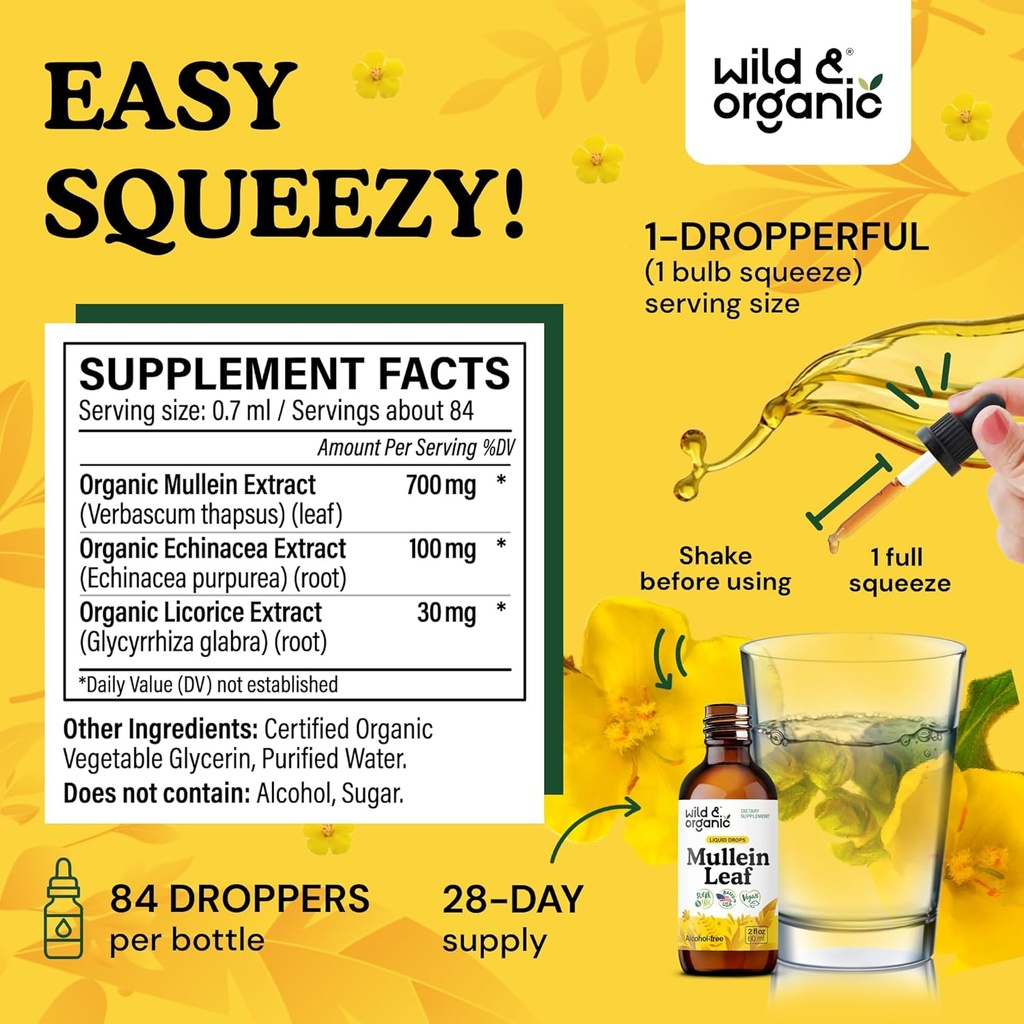 Wild & Organic Mullein Tincture 2 fl oz & Mullein Gummies 60 Count 4