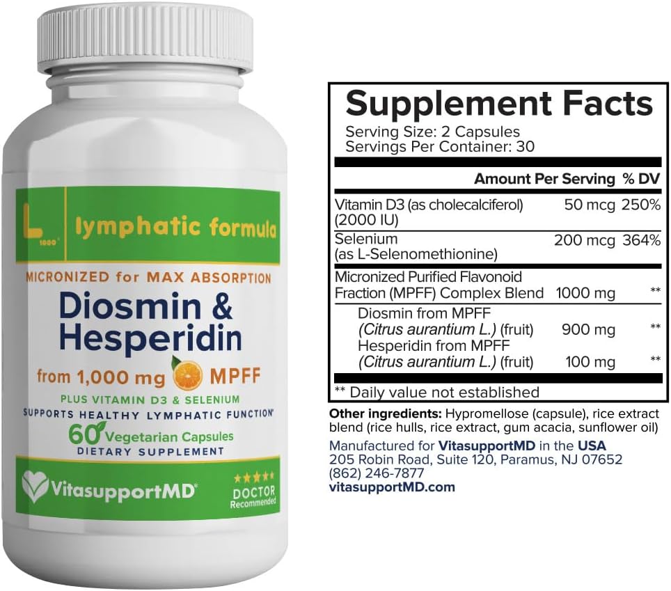 VITASUPPORTMD - Family Bundle, Vein, Lymphatic and H Formula, 3x60 Capsules, Diosmin, Hesperidin, 1000 mg MPFF for Vein, Lymphatic, Hemorrhoidal Support 4