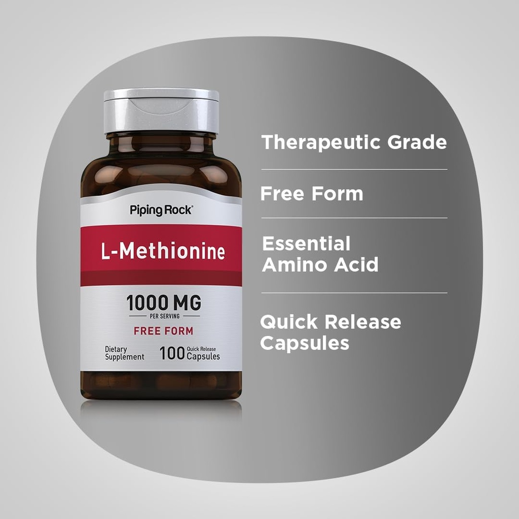 Piping Rock L Methionine 1000mg | 100 Capsules | Free Form Supplement | Non-GMO, Gluten Free 5