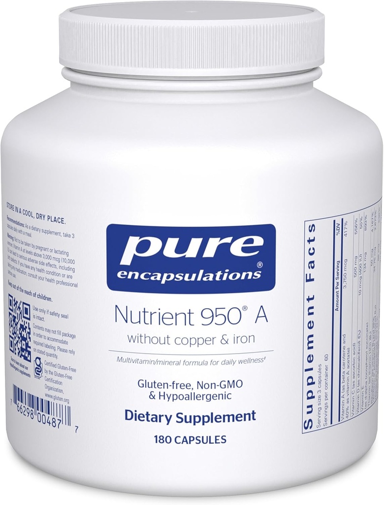 Pure Encapsulations Nutrient 950 A Without Copper & Iron | Hypoallergenic Multi-Vitamin/Mineral Formula for Optimal Health | 180 Capsules 2