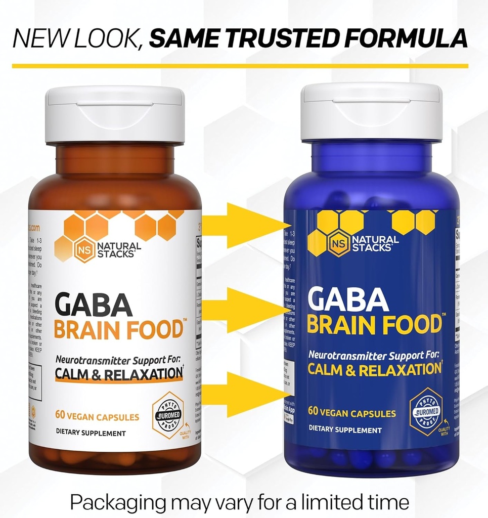 GABA Brain Food - GABA Supplement with L-Citrulline & Grape Seed Extract - Supports Calm & Relaxation - Nighttime Sleep Aid - Supports Production of Gamma Aminobutyric Acid - 60 L-Citrulline Capsules 3
