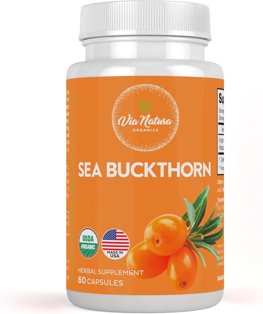 Sea Buckthorn Capsules 1000mg | Organic Herbal Supplement | Natural Source of Omega 3, Omega 6, Omega 7 and Omega 9 | 60 Capsules 2