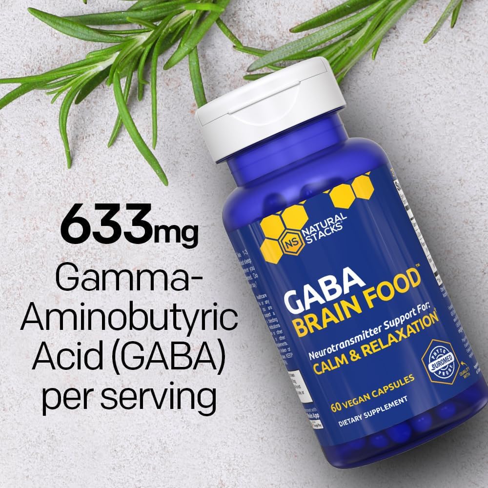 GABA Brain Food - GABA Supplement with L-Citrulline & Grape Seed Extract - Supports Calm & Relaxation - Nighttime Sleep Aid - Supports Production of Gamma Aminobutyric Acid - 60 L-Citrulline Capsules 5